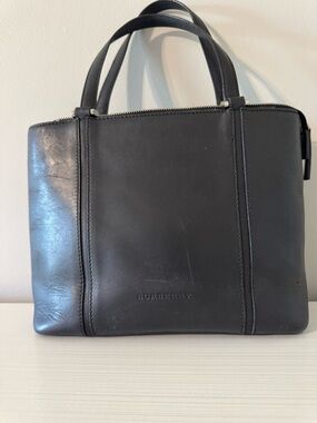 Burberry Black Leather Double-Handle Brief Bag